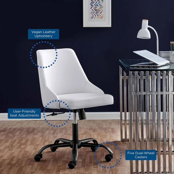 Modway Designate Swivel Vegan Leather Office Chair Black White