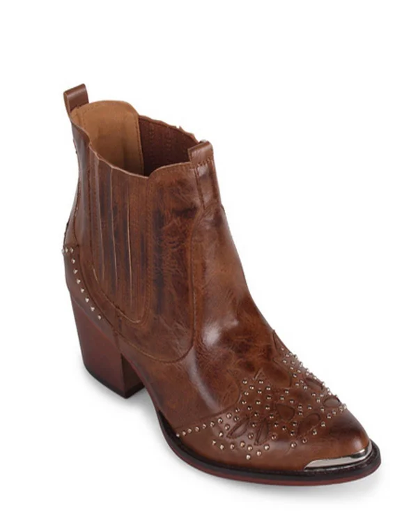 Wanted Lonestar Western Inspired Ankle Bootie Women's Shoes - 7 - Tan