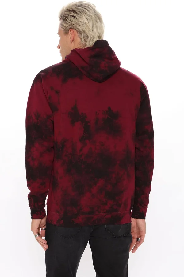 Mens Luxury Lifestyle Tie Dye Pullover Hoodie in Red Size Small by Fashion Nova