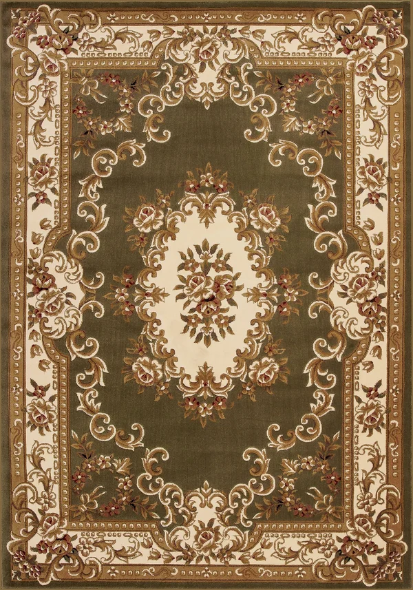 Kas Corinthian 5312 Aubusson 7&7x22 x 10&10x22 Green - Ivory Area Rug