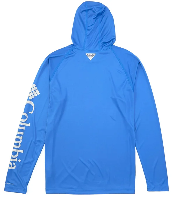 Columbia Men's PFG Terminal Tackle Hoodie - Cool Grey - Vivid Blue Logo