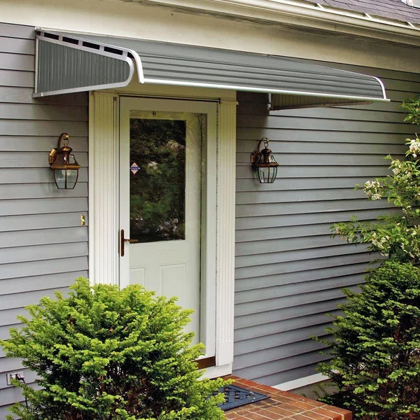 NuImage Awnings 6 ft. 1500 Series Door Canopy Aluminum Awning (12in. H x 42 in. D) in Graystone