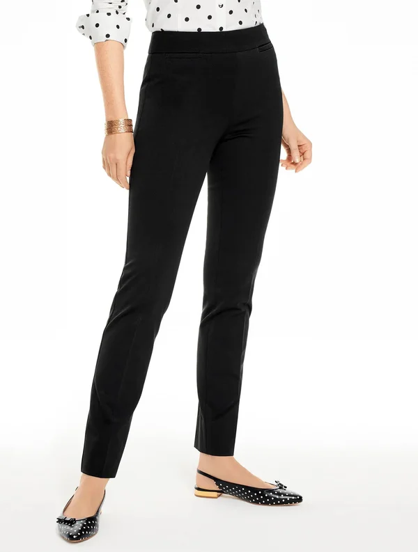 Refined Bi-Stretch Straight Leg Pants - Charcoal Grey Heather - 10 Talbots