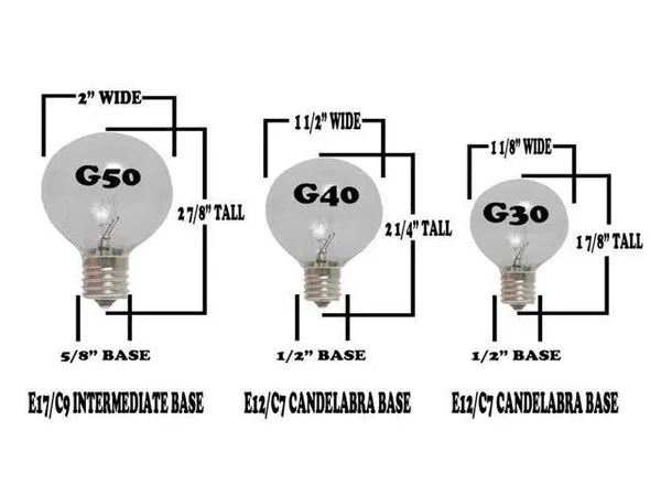 Novelty Lights 25 Pack LED G50 Outdoor Patio Globe Replacement Bulbs - Pure White, E17/c9 Base, 1 Watt