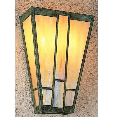 Asheville 2-Light Wall Sconce Arroyo Craftsman Size: 22.75x22 H x 16x22 W x 8x22 D, Color: Mission Brown, Shade Color: Rain Mist