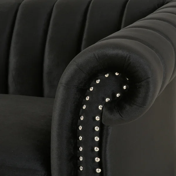 Christopher Knight Home Olga Velvet 3 Seater Sofa, Black, Dark Brown