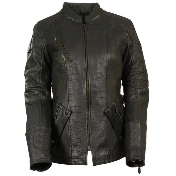 Milwaukee Leather Mll2560 Women's Black 3/4 Length Gator Embossed Leather Jacket - Black - Small