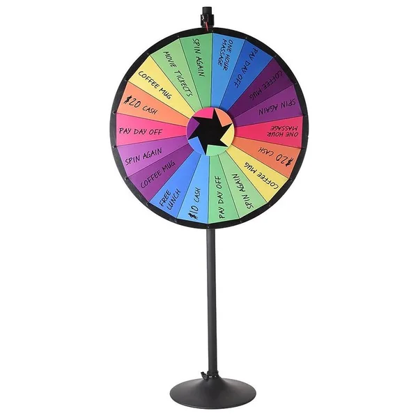 WinSpin 36x22 18 Customizable Slots Largest Prize Wheel w/ Stand Fortune Spin Game Carnival Tradeshow