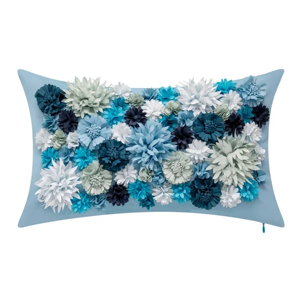 Edie@Home Floral Bouquet Dimensional Indoor & Outdoor Decorative Lumbar Pillow, Blue, 12x20