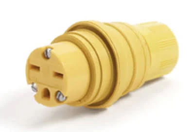 Woodhead 25W49MB Watertite Wet Location Locking Blade Connector for Male Receptacle - 3 Wires, 2 Poles, NEMA L6-15 Configuration