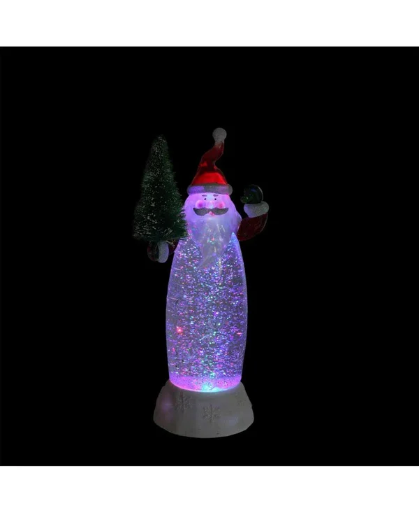 Northlight 11x22 LED Lighted Santa Claus with Christmas Tree Table Top Glitterdome