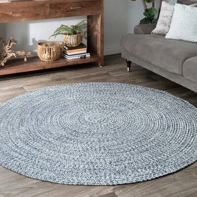 Handmade Braided Blue/White Area Rug Rug Size: Round 6&