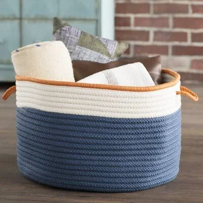 Plastic Basket Breakwater Bay Size: 10x22 H x 14x22 W x 14x22 D, Color: Blue/Orange