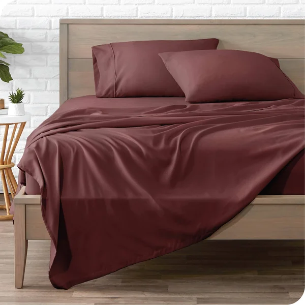 Porch & den Lost Luxury Premium 1800 Series Ultra-Soft Collection Sheet Set Burgundy Queen