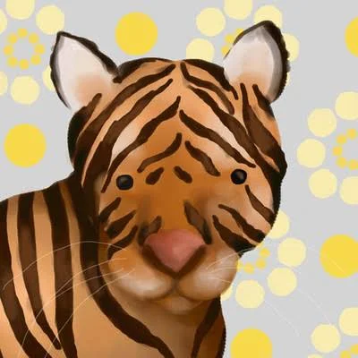 Oopsy Daisy Aaron The Tiger Canvas Art Size: 21x22 H x 21x22 W x 1.5x22 D, Color: Yellow/Grey
