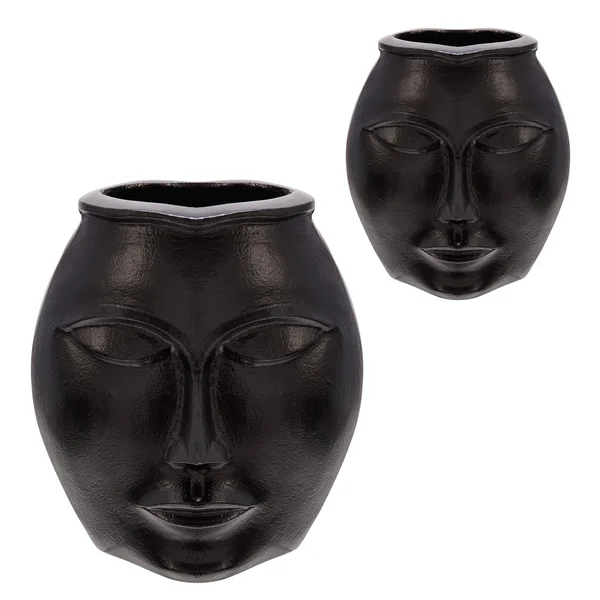 Sagebrook Home 15560-02 11 in. Metal Decorative Face Vase Black