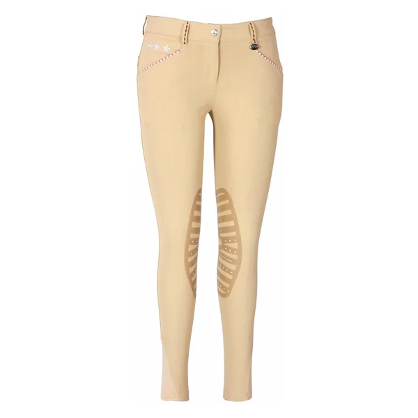 Equine Couture Stars and Stripes Knee Patch Ladies Breeches, Safari