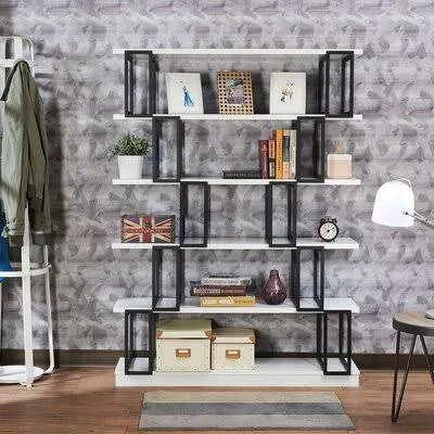 Bookshelf in, White/Black Brayden Studio Size: (6 Shelves) 65x22 H x 47x22 W x 13x22 D