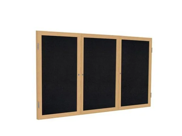 Ghent 2-Door Satin Enclosed Recycled Rubber Bulletin Board, 36x22 x 48