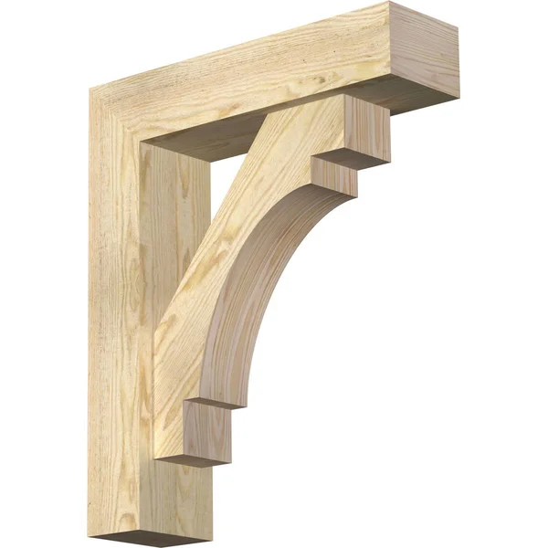 Ekena Millwork BKT0604X22X26MRC05RDF 6x22W x 22x22D x 26x22H Merced Block Rough Sawn Bracket w/ Offset Brace, Douglas Fir