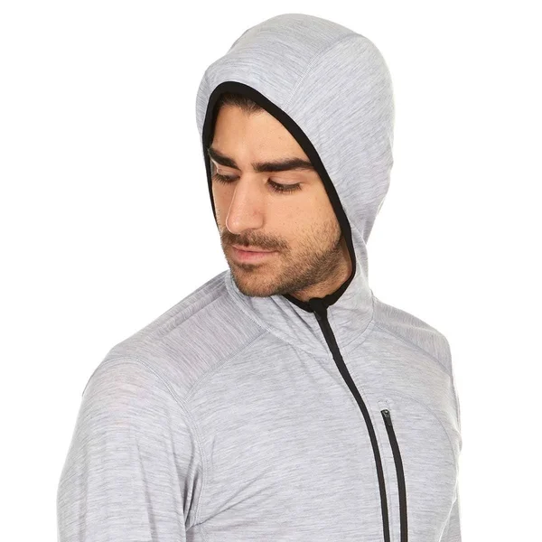 Minus33 Merino Wool Clothing Woolverino Men's Micro 1/4 Zip Hoodie Ash Gray - M