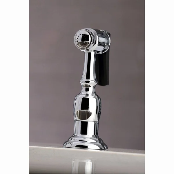 Kingston Brass KS7278PXBS English Country 8x22 Bridge Kitchen Faucet with Sprayer - Brushed Nickel