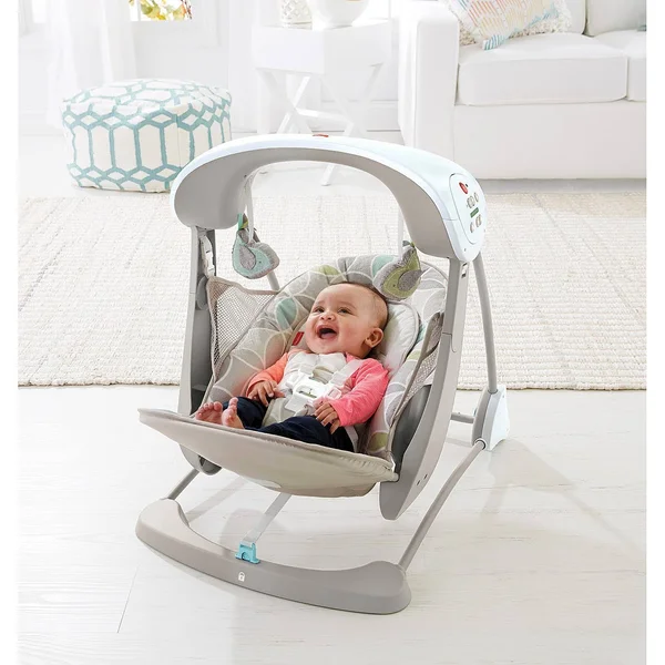 Fisher-Price Deluxe Take-Along Swing & Seat, White/Tan