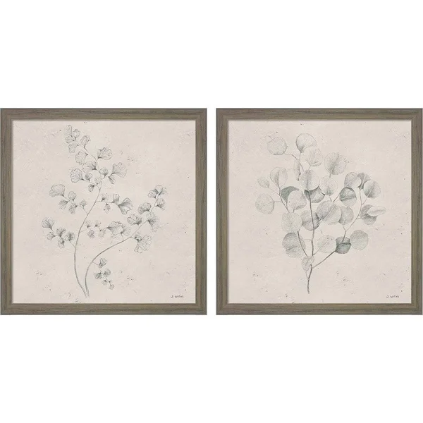 Great Art Now Soft Summer sketches by James Wiens - 2 Piece Framed Art Set Each 13 inchw x 13 inchh, Size: 13 x 13, Gray
