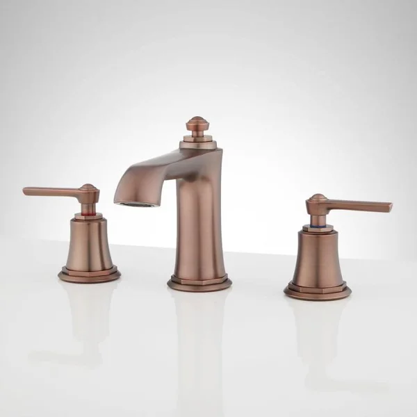 Signature Hardware 940973 Cooper 1.2 GPM Widespread Bathroom Faucet with Pop-Up Drain Assembly Oil Rubbed Bronze Faucet Bathroom