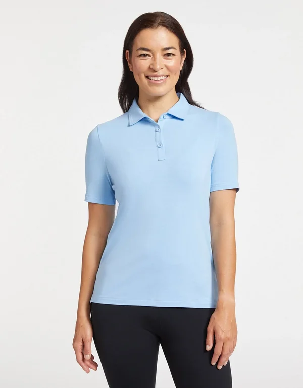 UPF 50+ Sun Protective Polo Shirt for Women, Sensitive Fabric Black