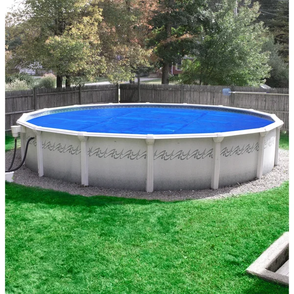 Pool Mate Deluxe 5-Year Blue/Silver Solar Blanket for Above Ground Swimming Pools, Oval - 12 Feet x 24 Feet