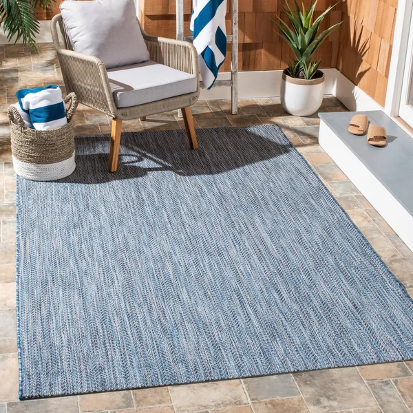 Safavieh Courtyard Navy, Grey Area Rug; 8& x 11&