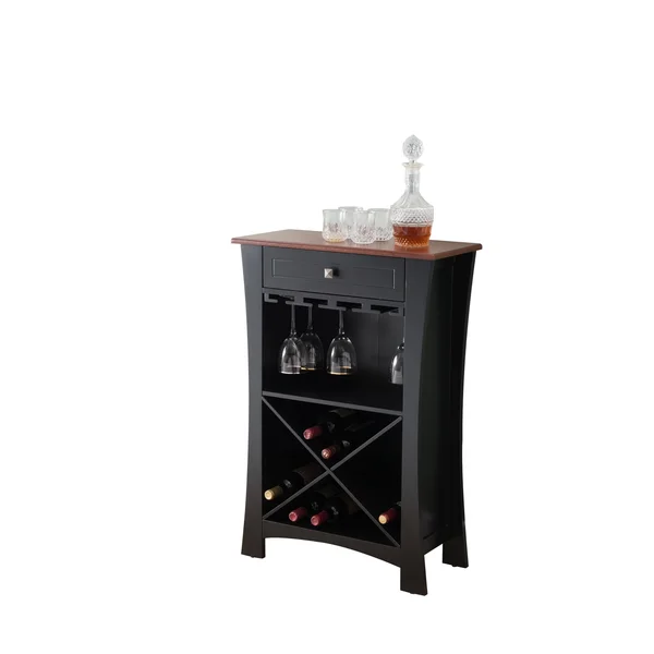 Inroom Furniture Designs WR1358 Wood Wine Rack - Black