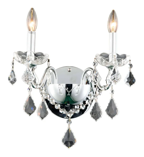 St. Francis 2 Light Chrome Wall Sconce Clear Elegant Cut Crystal - Elegant Lighting V2015W2C/EC