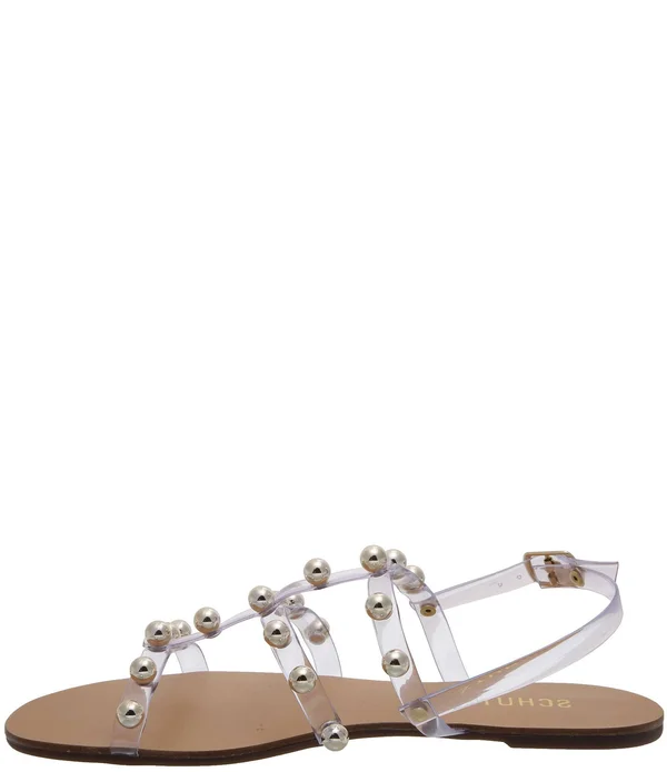 Schutz Yarin Flat Sandal 9 - Clear - Vinyl