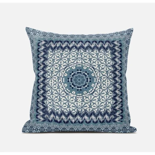 Holy Tie Die Flower Pillow Bright Blue Cream 16x22 x 16x22