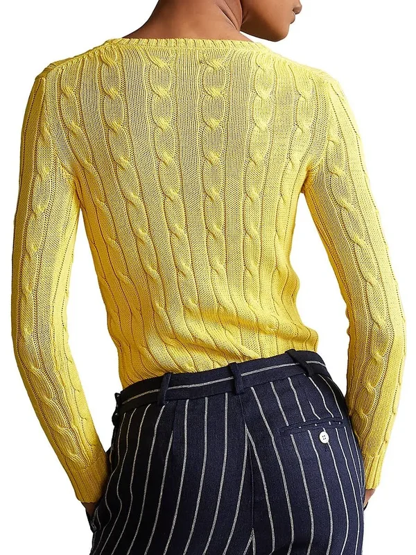 Polo Ralph Lauren Women's Cable Knit Sweater - Elite Yellow - Size Large