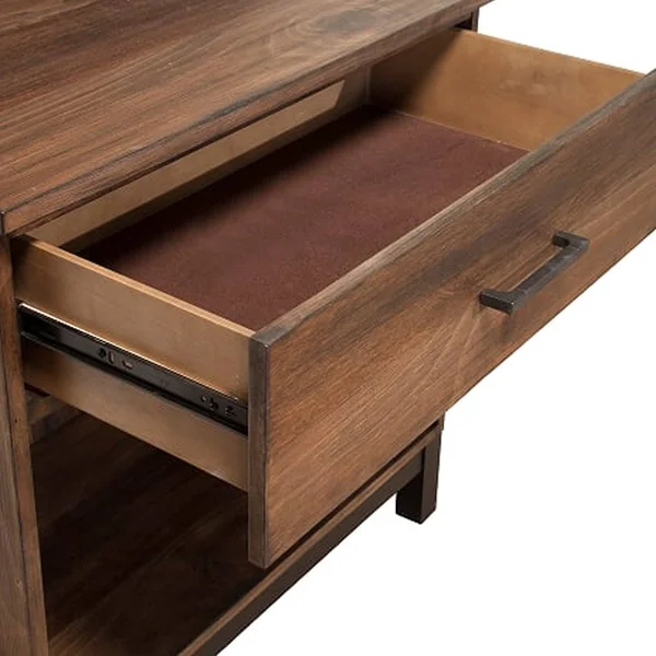 Benzara BM205706 Two Tone Nightstand with 1 Drawer and 1 Open Compartment Brown