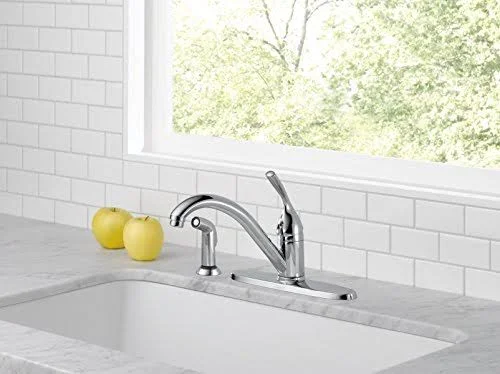 Delta 400-DST Classic Single-Handle Kitchen Faucet with Matching Side Sprayer - Chrome