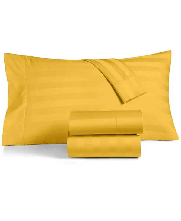 Charter Club Damask 1.5x22 Stripe 100% Supima Cotton 550 Thread Count Pillowcase Pair - King, Created for Macy&s - Saffron Gold