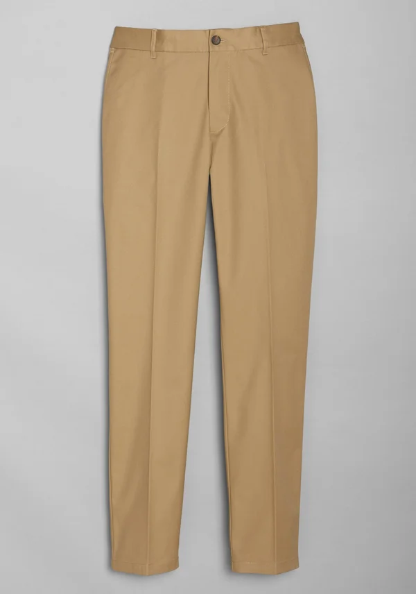 JoS. A. Bank Men's Travel Tech Slim Fit Flat Front Casual Pants - British Tan, 40x30