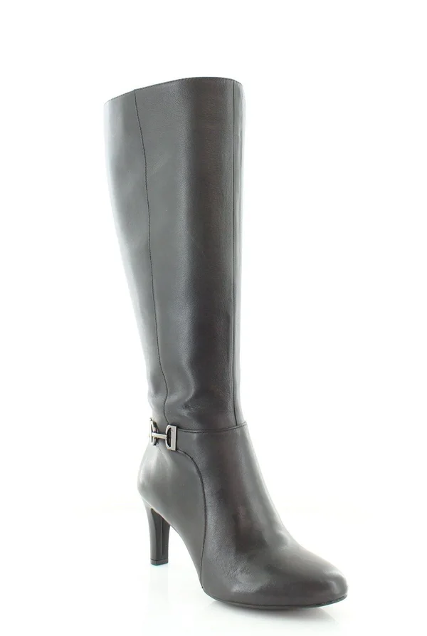 Alfani Womens Perrii Leather Closed Toe Knee High Fashion Boots