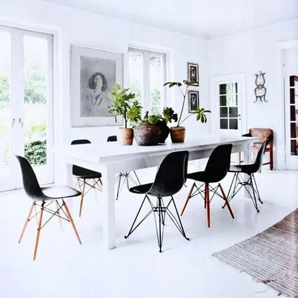 2xhome Set of 2 Modern Color Seat Height Dsw Molded Armless Plastic Dining Room Chairs Black Wire Eiffel Dowel Legs - Yellow