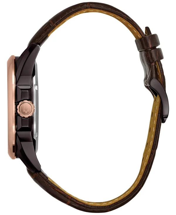Bulova Men's Brown Leather Automatic Watch - 98A165