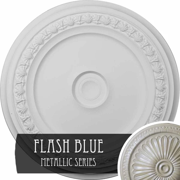 31 1/8x22OD x 1 1/2x22P Carlsbad Ceiling Medallion (Fits Canopies Up to 5 1/2x22), Hand-Painted Flash Blue