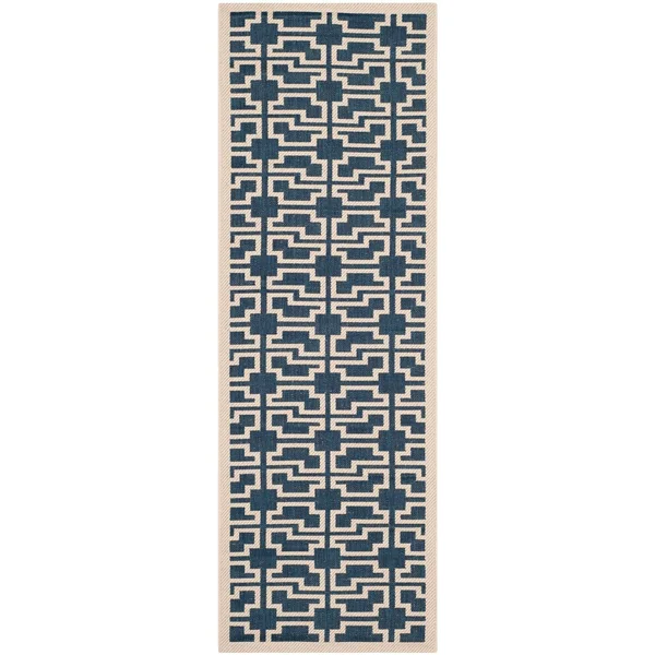 Safavieh Courtyard CY6015-268 7&10x22 x 7&10x22 Square Navy, Beige Area Rug