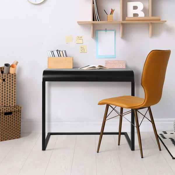 Black C-Shaped Desk