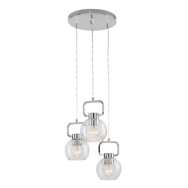 Elle Decor 3-Light Chrome Pendant with Clear Glass Shades DS18930