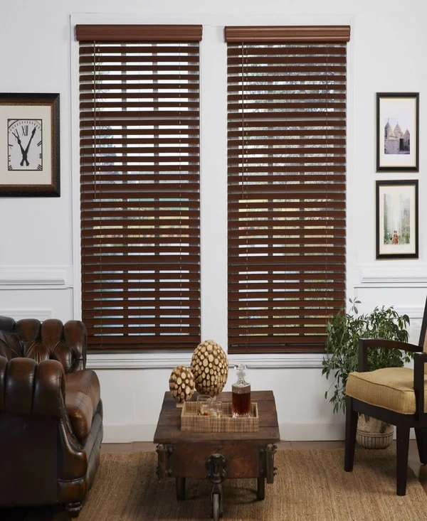 2 in. Cordless Faux Wood Venetian Blind, 33x22 x 72x22 - Dark Oak