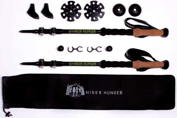 Hiker Hunger 100% Carbon Fiber Trekking Poles Ultralight & Collapsible with